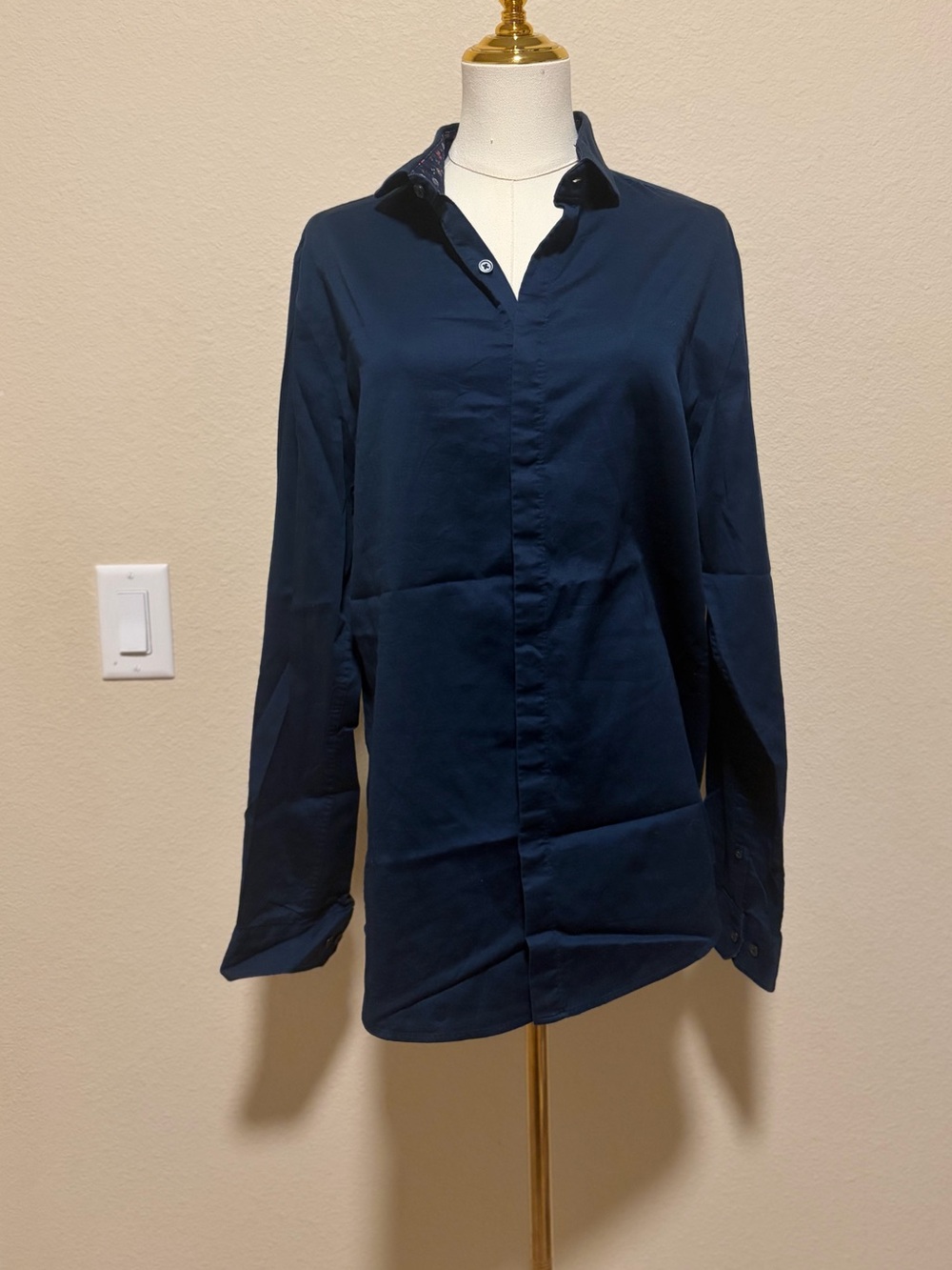 Express Dark Blue Shirt with Floral Accents